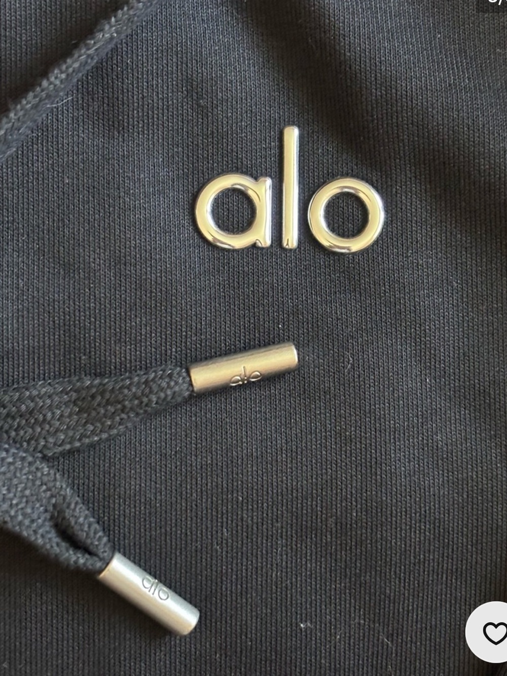 ALO Yoga accolade Black Full-Zip Hoodie with Drawcords small sweatshirt - Picture 3 of 7